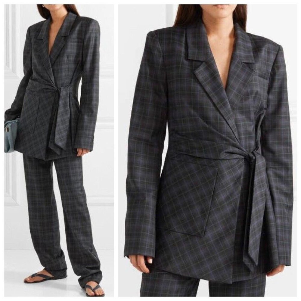 Tibi Gray Plaid Blazer